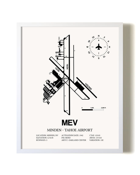 Minden-Tahoe Airport airport map poster in oak frame