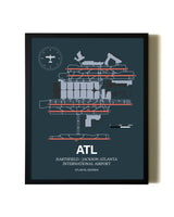 Slate Framed Hartsfield/Jackson Atlanta International Airport wall art poster in black frame
