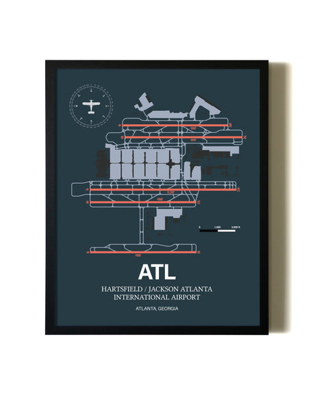 Slate Framed Hartsfield/Jackson Atlanta International Airport wall art poster in black frame