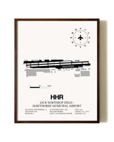Jack Northrop Field / Hawthorne Municipal Airport aviation print in walnut frame
