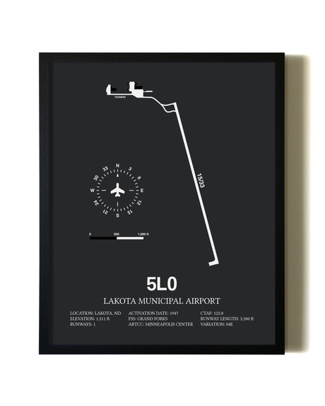 Unframed Lakota Municipal Airport map print poster