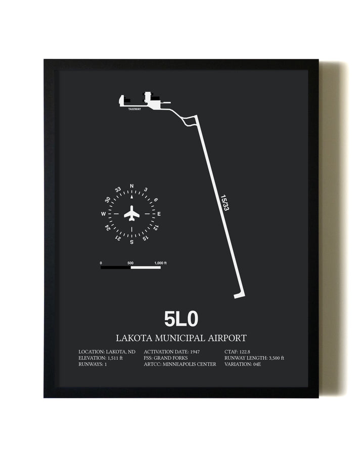 Unframed Lakota Municipal Airport map print poster