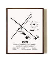 Elkins-Randolph County Airport-Jennings Randolph Field aviation print in walnut frame