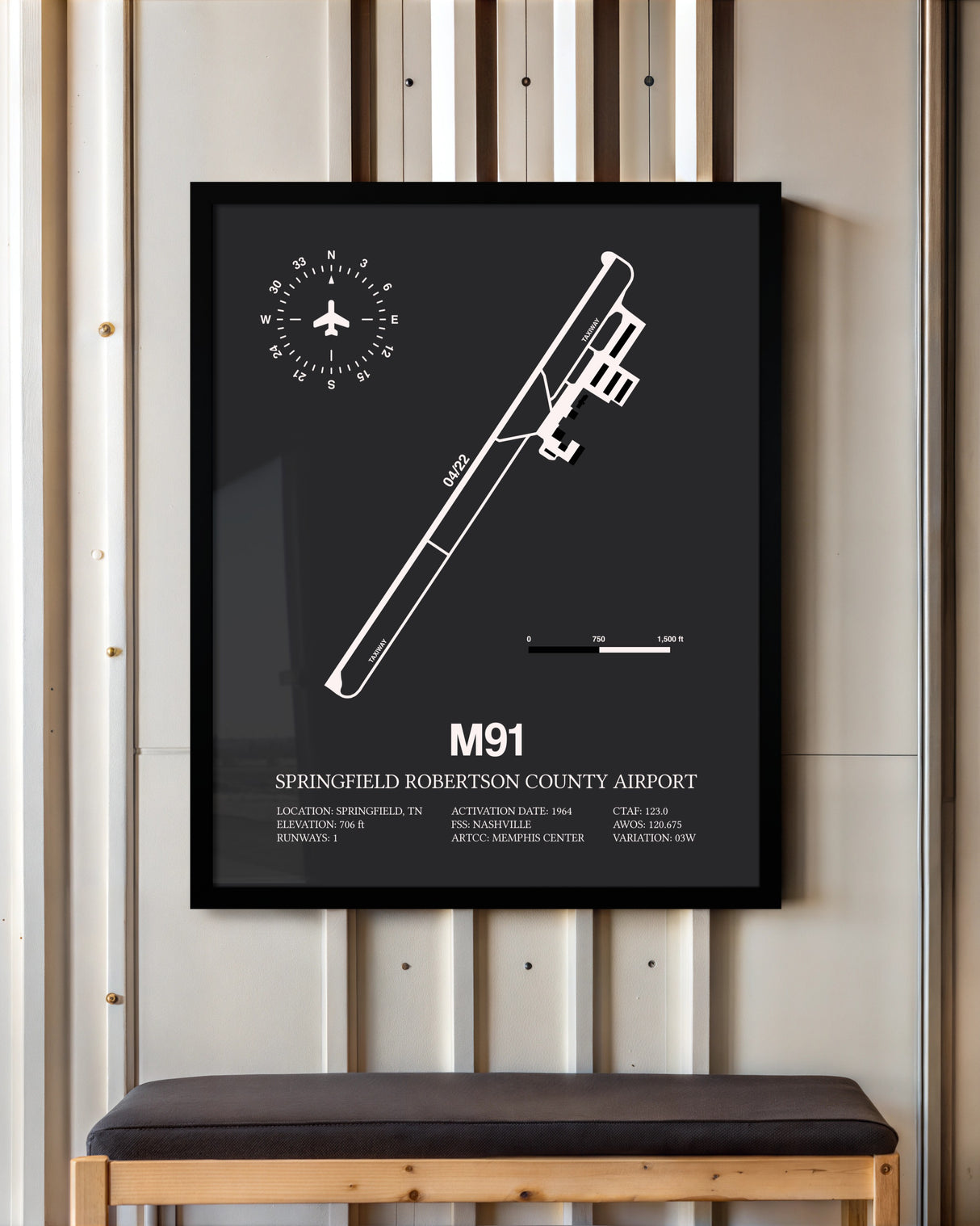 Frame color options for Springfield Robertson County Airport Wall Art