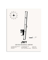 Gray Mid-Way Regional Airport framed poster displayed in an airplane hangar
