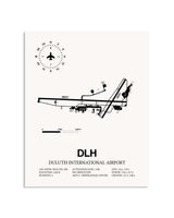 Gray Duluth International Airport framed poster displayed in an airplane hangar