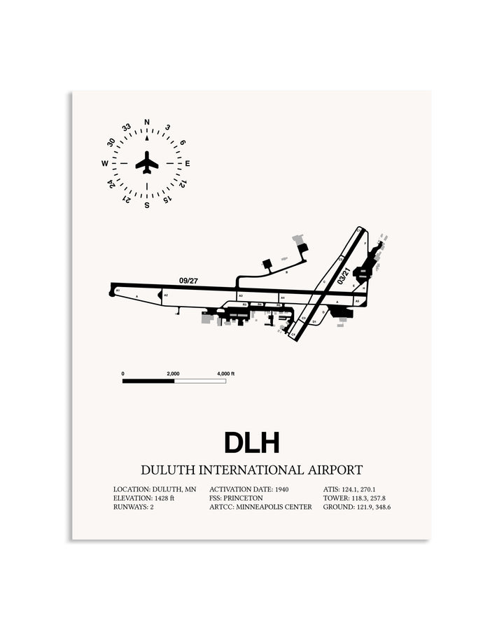 Gray Duluth International Airport framed poster displayed in an airplane hangar