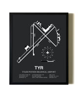 Unframed Tyler Pounds Regional Airport map print poster