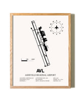 Asheville Regional Airport framed print in natural wood frame