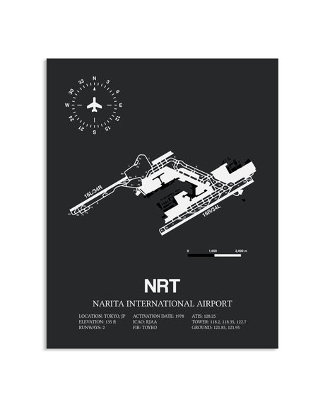 Gray Framed Narita International Airport layout wall art poster