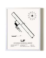 Litchfield Municipal Airport airport map poster in oak frame