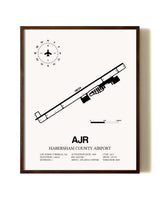 Habersham County Airport aviation print in walnut frame