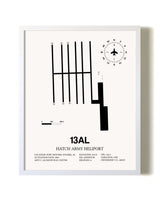 Hatch Army Heliport airport map poster in oak frame