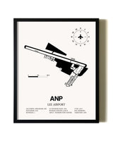 Framed Lee Airport wall art poster in black frame