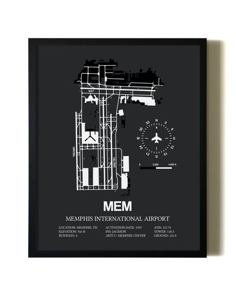 Unframed Memphis International Airport map print poster