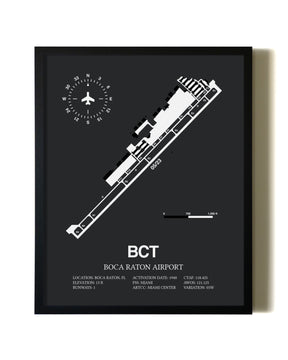 Unframed Boca Raton Airport map print poster