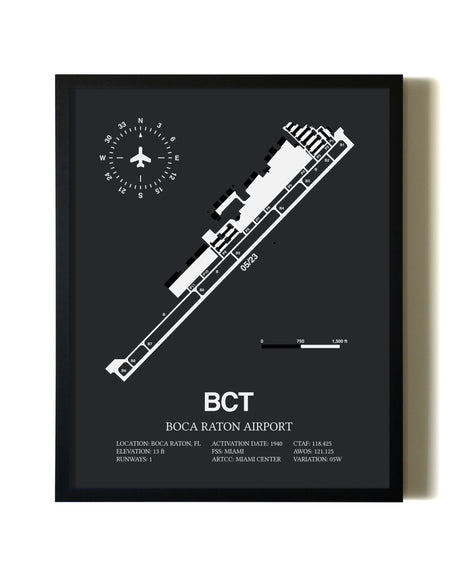 Unframed Boca Raton Airport map print poster