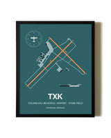 Green Texarkana Regional Airport - Webb Field aviation wall décor in black wood frame