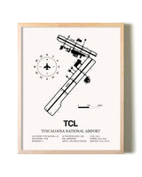 Tuscaloosa National Airport framed wall art in white frame