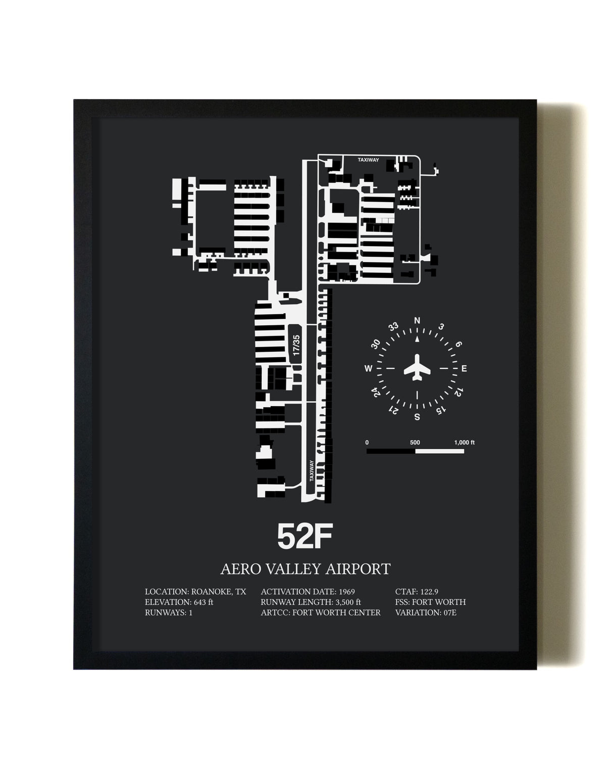 Unframed Aero Valley Airport map print poster