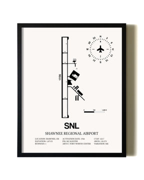 Framed Shawnee Regional Airport wall art poster in black frame