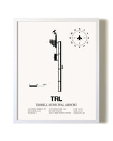 Terrell Municipal Airport airport map poster in oak frame