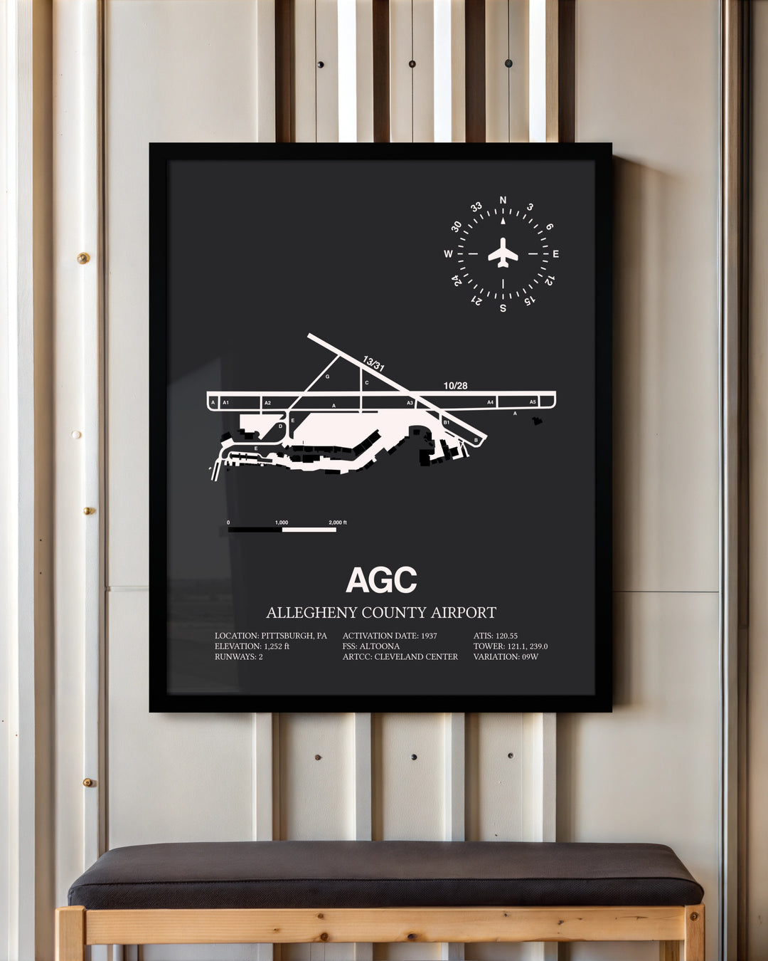 Frame color options for Allegheny County Airport Wall Art