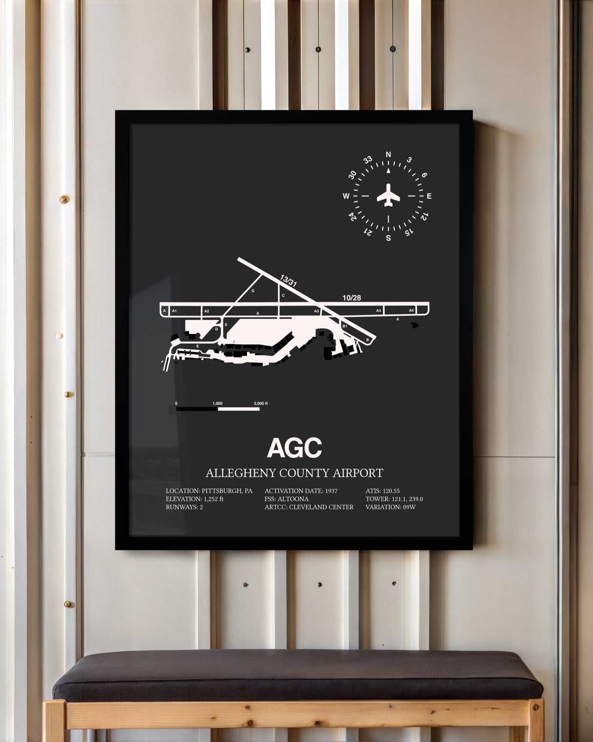 Frame color options for Allegheny County Airport Wall Art