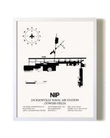 Jacksonville Naval Air Station (Towers Field) airport map poster in oak frame