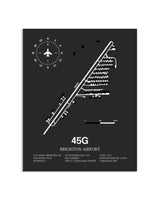 Gray Framed Brighton Airport layout wall art poster