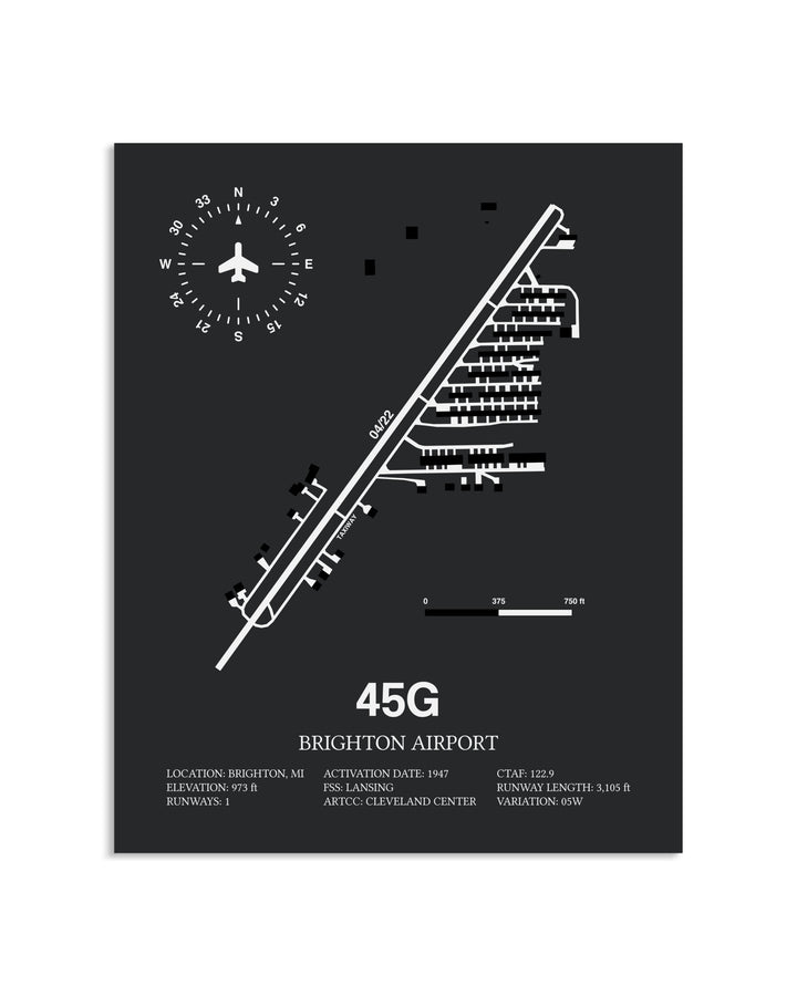 Gray Framed Brighton Airport layout wall art poster