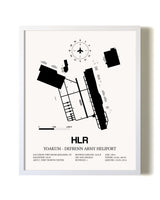 Yoakum-Defrenn Army Heliport airport map poster in oak frame