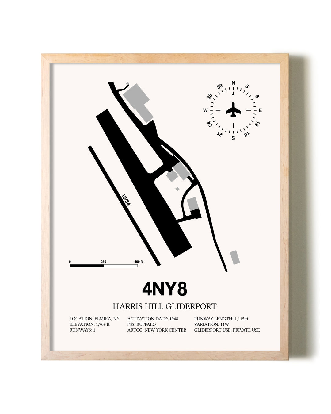 Harris Hill Gliderport framed wall art in white frame