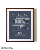 Hartsfield/Jackson Atlanta International Airport aviation print in walnut frame with mat