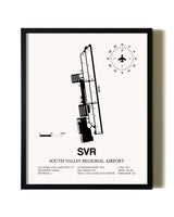 Framed South Valley Regional Airport wall art poster in black frame
