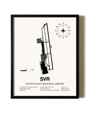 Framed South Valley Regional Airport wall art poster in black frame