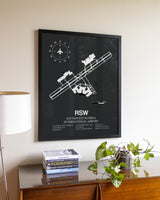 Gray Framed Southwest Florida International Airport wall art poster in black frame