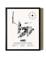 Framed Amsterdam Airport Schiphol wall art poster in black frame