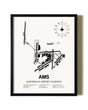 Framed Amsterdam Airport Schiphol wall art poster in black frame