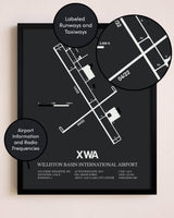 Williston Basin International Airport poster size comparison chart