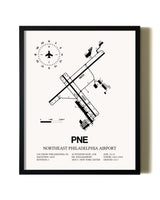 Framed Northeast Philadelphia Airport wall art poster in black frame