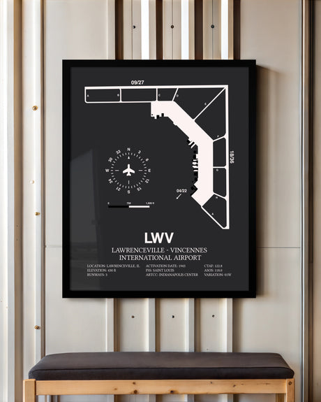 Frame color options for Lawrenceville-Vincennes International Airport Wall Art
