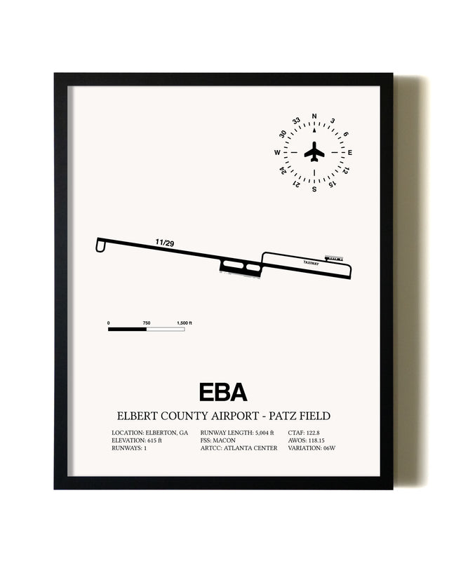 Framed Elbert County Airport-Patz Field wall art poster in black frame