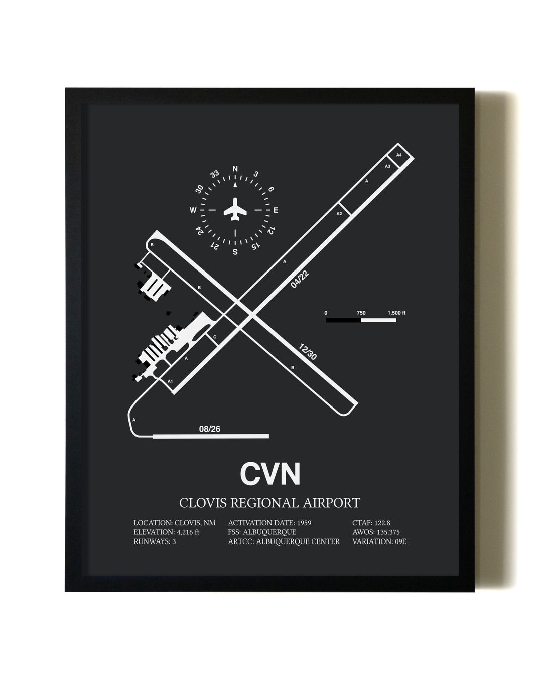 Unframed Clovis Regional Airport map print poster