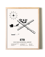 West Bend Municipal Airport framed wall art in white frame