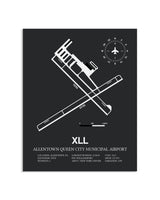 Gray Framed Allentown Queen City Municipal Airport layout wall art poster