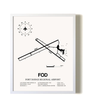 Fort Dodge Regional Airport airport map poster in oak frame