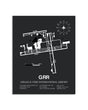 Gray Framed Gerald R. Ford International Airport layout wall art poster