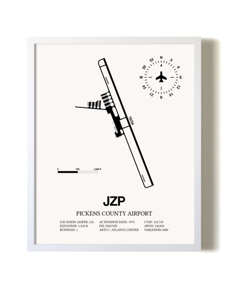 Pickens County Airport airport map poster in oak frame