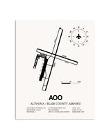 Gray Altoona / Blair County Airport framed poster displayed in an airplane hangar